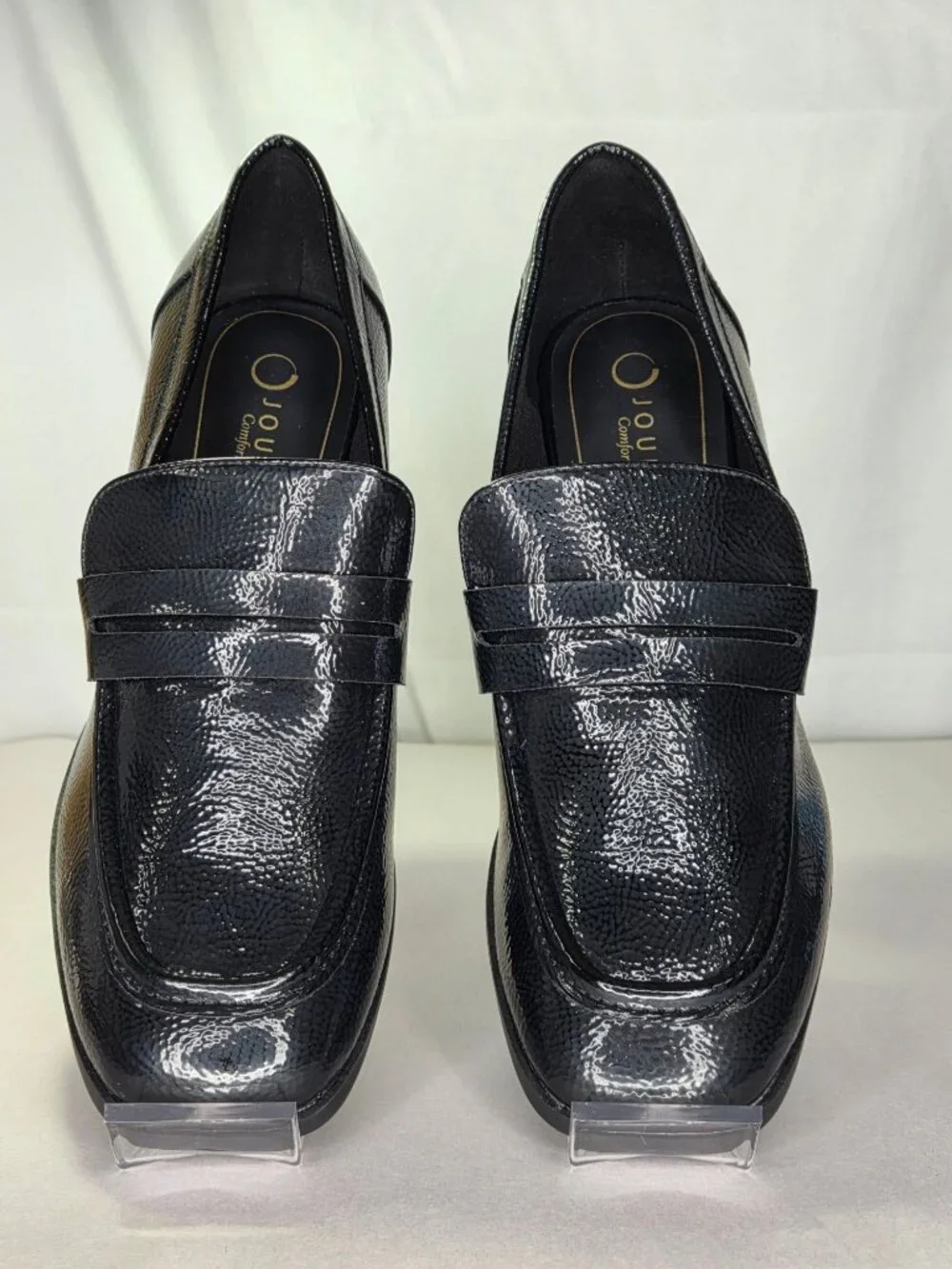Journee Collection Malleah Heeled Loafer Pumps - Black Patent, 10 Wide